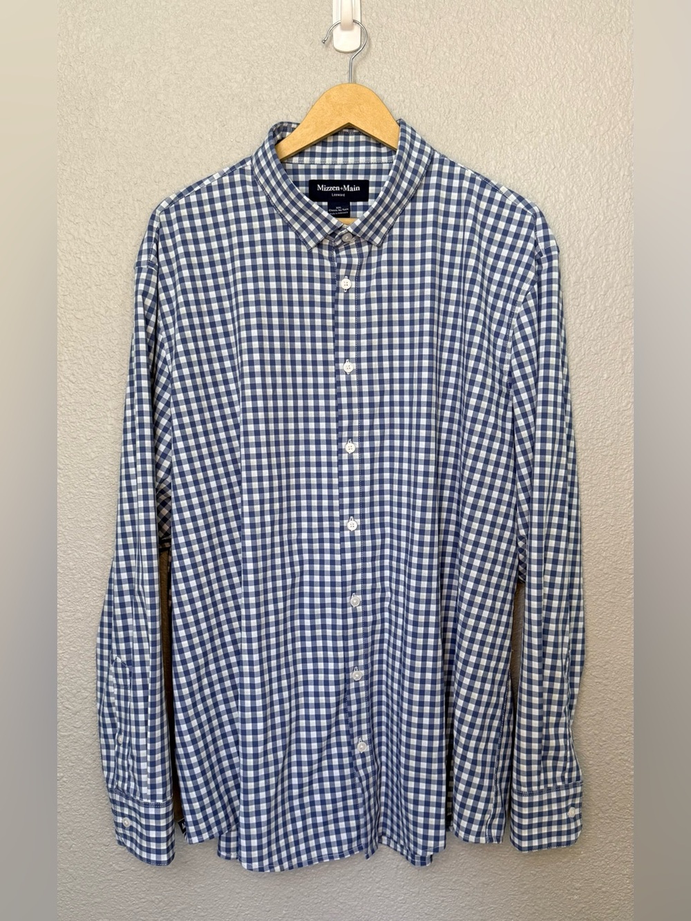 Mizzien+Main | Leeward No Tuck Dress Shirt | Blue and White Gingham | Size XXL